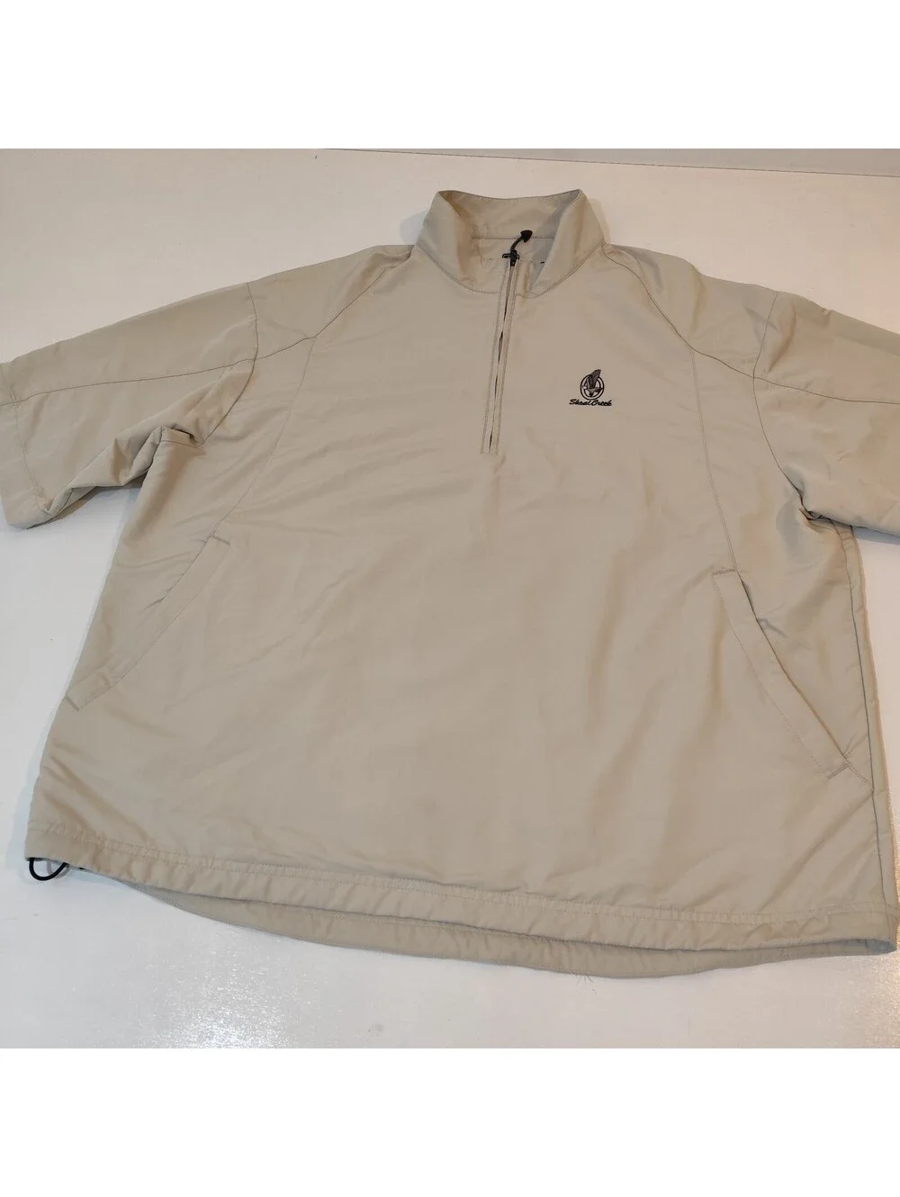 Nike Golf Windbreaker Mens Large Tan Beige 1/4 Zip Short Sleeve 